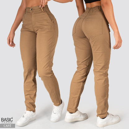 Pantalón Mom Fit Tiro Alto Cafe